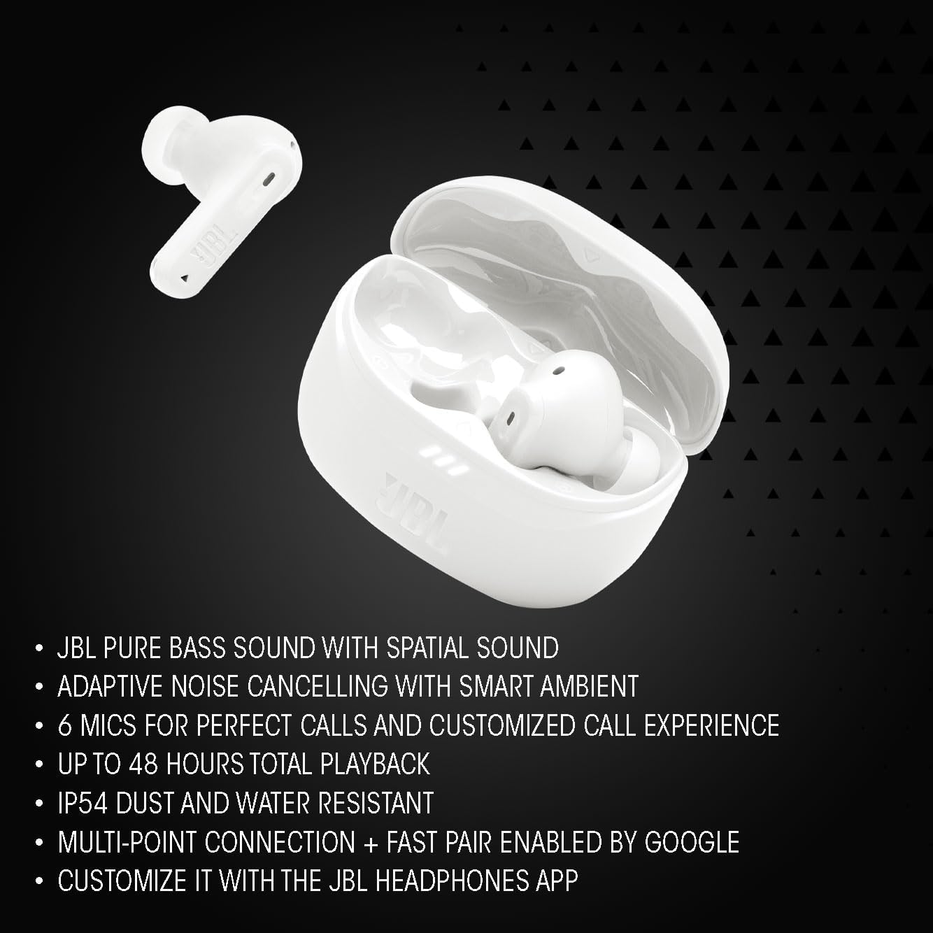 Detalle de JBL Tune Beam 2 – Kabellose Bluetooth-In-Ear-Kopfhörer mit Noise-Cancelling und IP54-Schutz