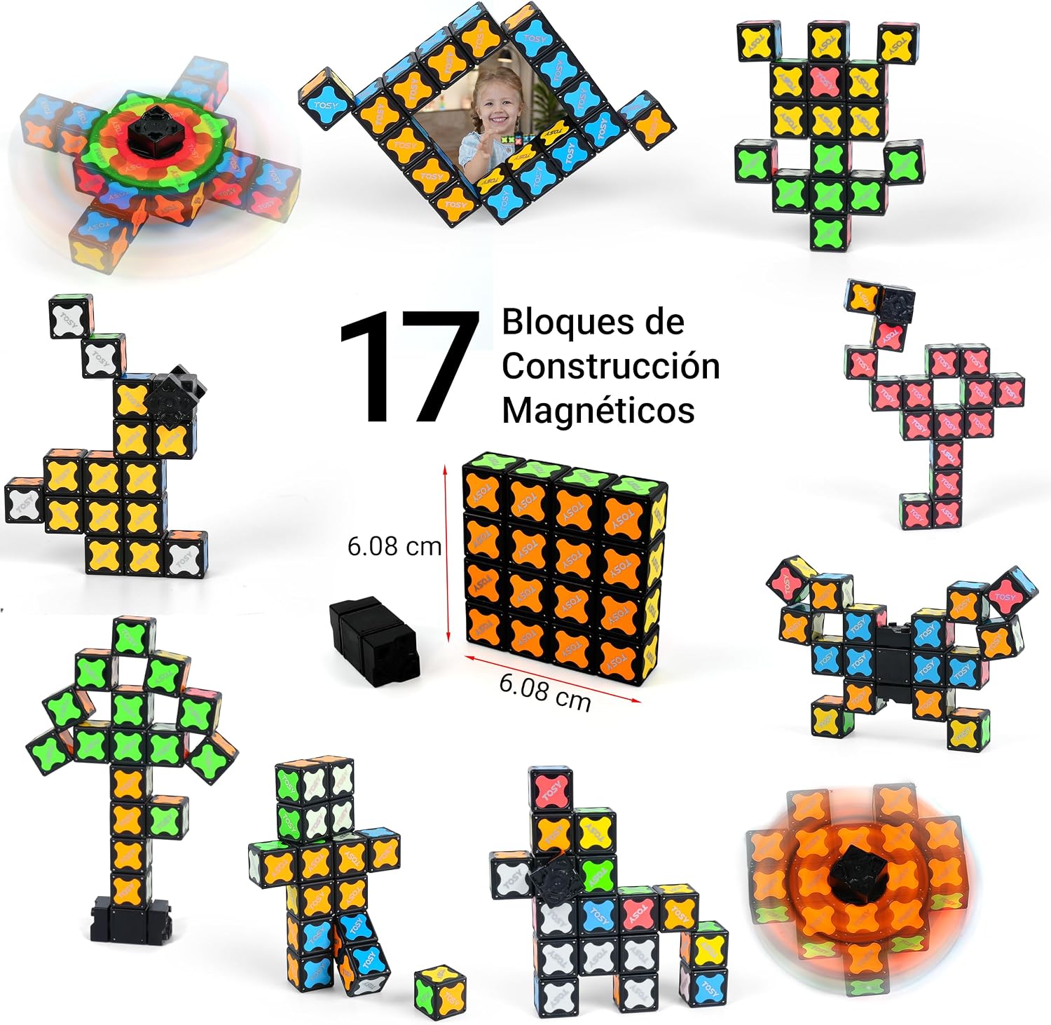 Detalle de TOSY Magnet Fidget Spinner Glow 16 bloques