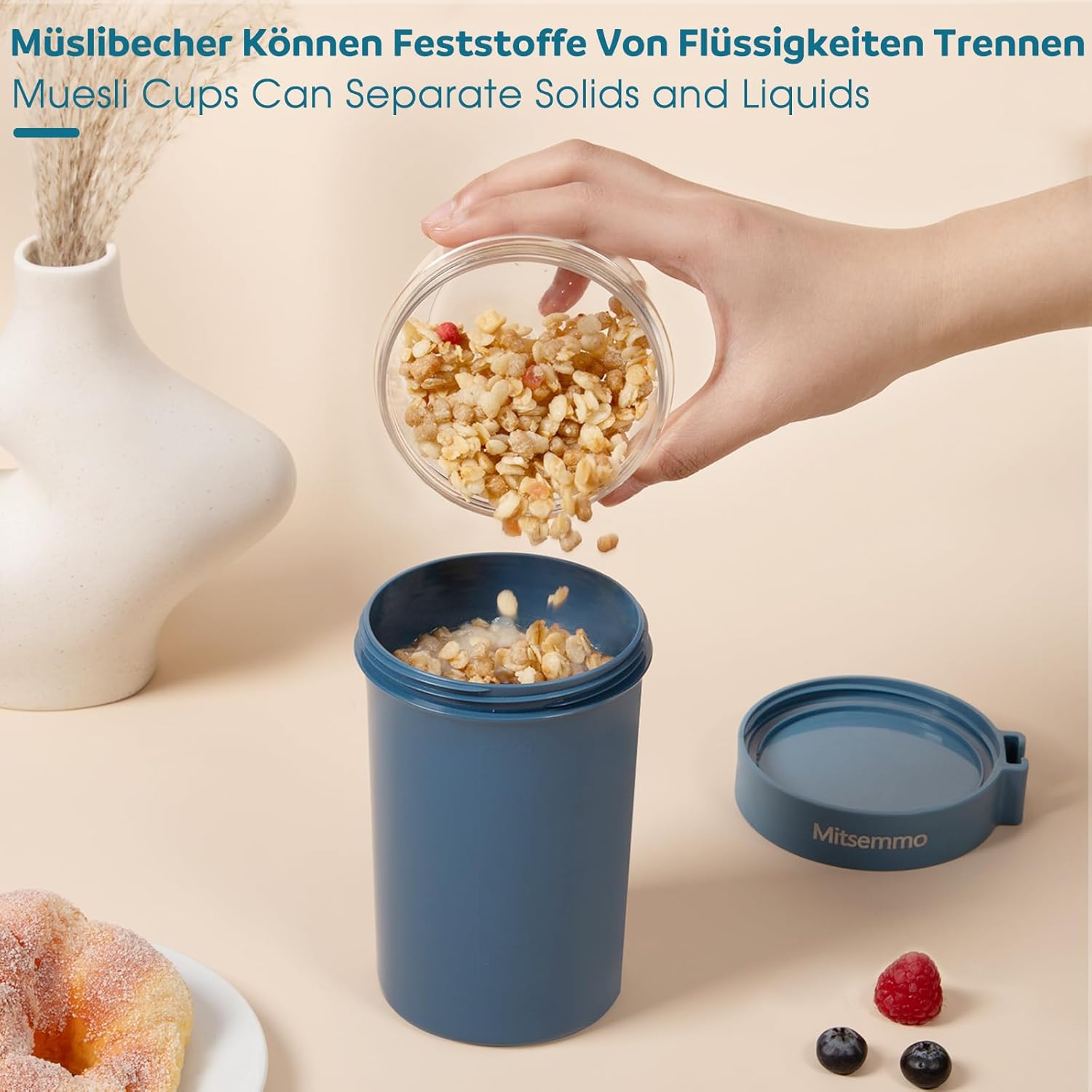 Thumbnail 2 de Mitsemmo Müslibecher to Go 760ml+230ml Blau