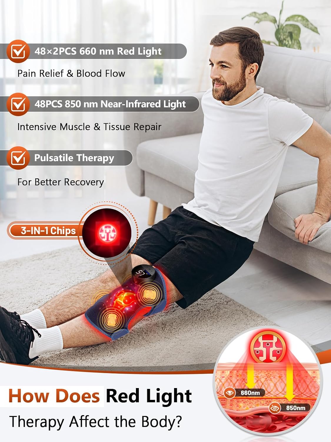Thumbnail 3 de RELEXNOW Upgraded 2.0 knee red light therapy brace