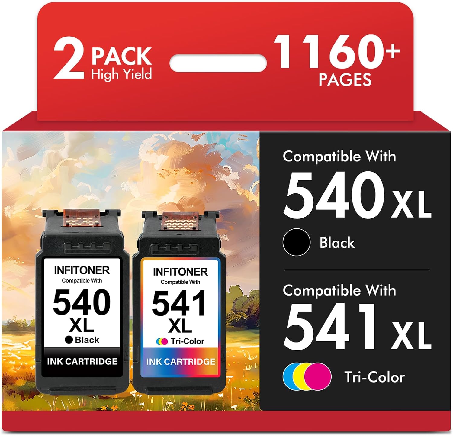 Detalle de Cartouche d'encre INFITONER PG-540XL / CL-541XL pour Canon – Compatibles MG/MG3650, TS et MX (Noir & Couleur)