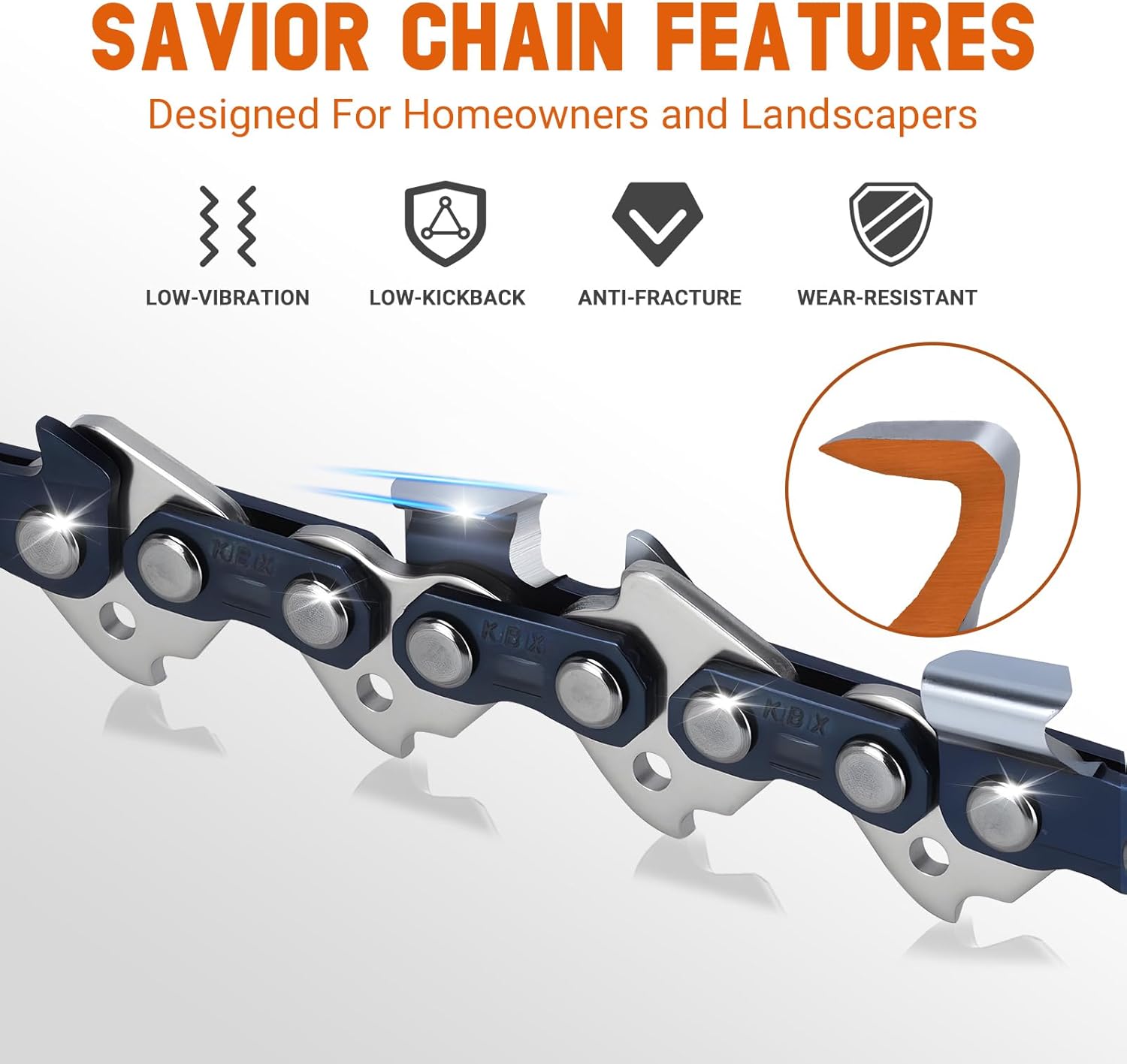 Thumbnail 2 de SAVIOR 3 x 15 cm Sägekette kompatibel mit Bosch EasyChain 18V-15-7 / Makita DUC150Z (1,1 mm, .325" LP, 32 Treibglieder) – Ersatzkette im 3er-Pack