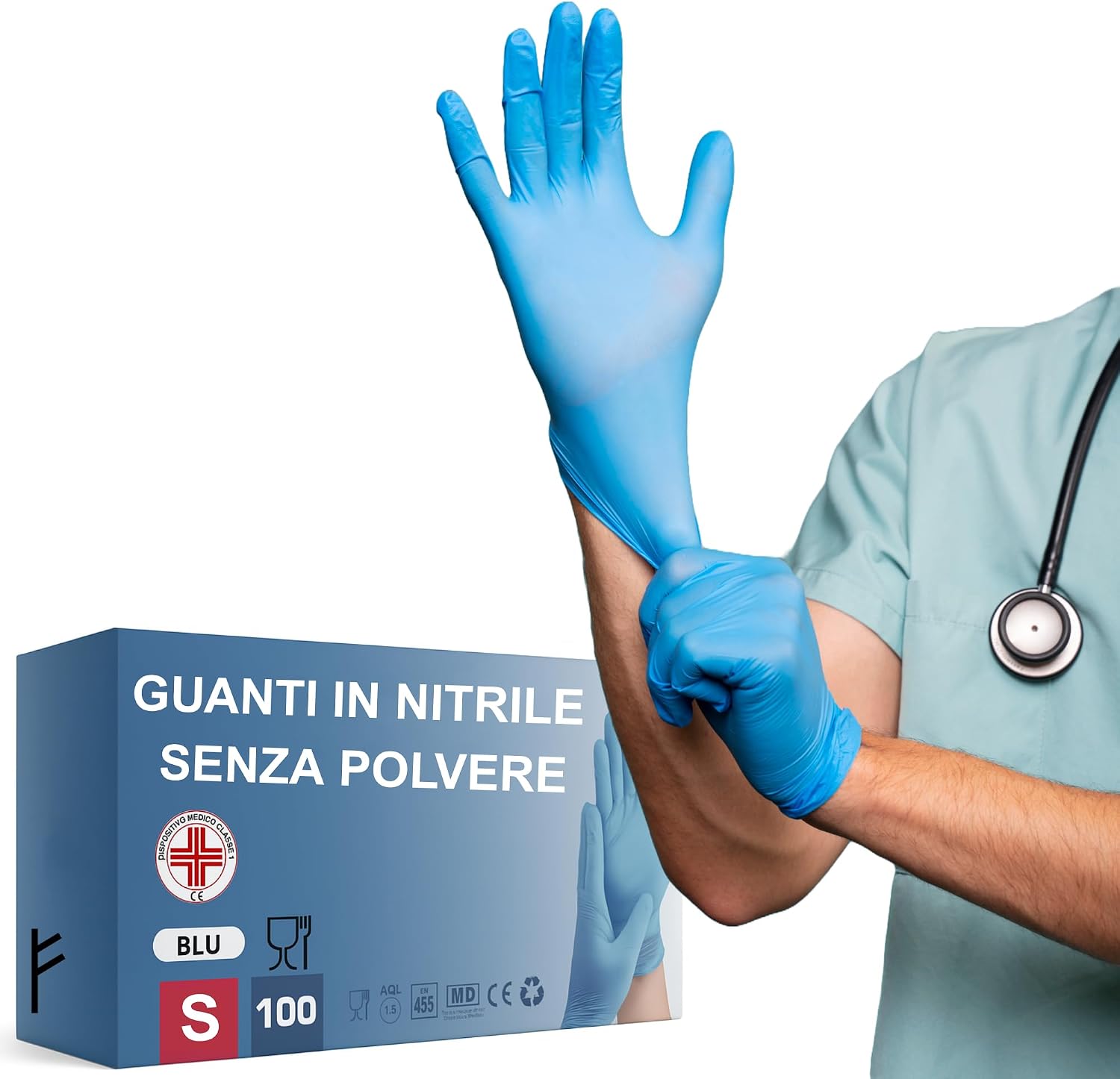 Guanti nitrile monouso Medical 100 S blu