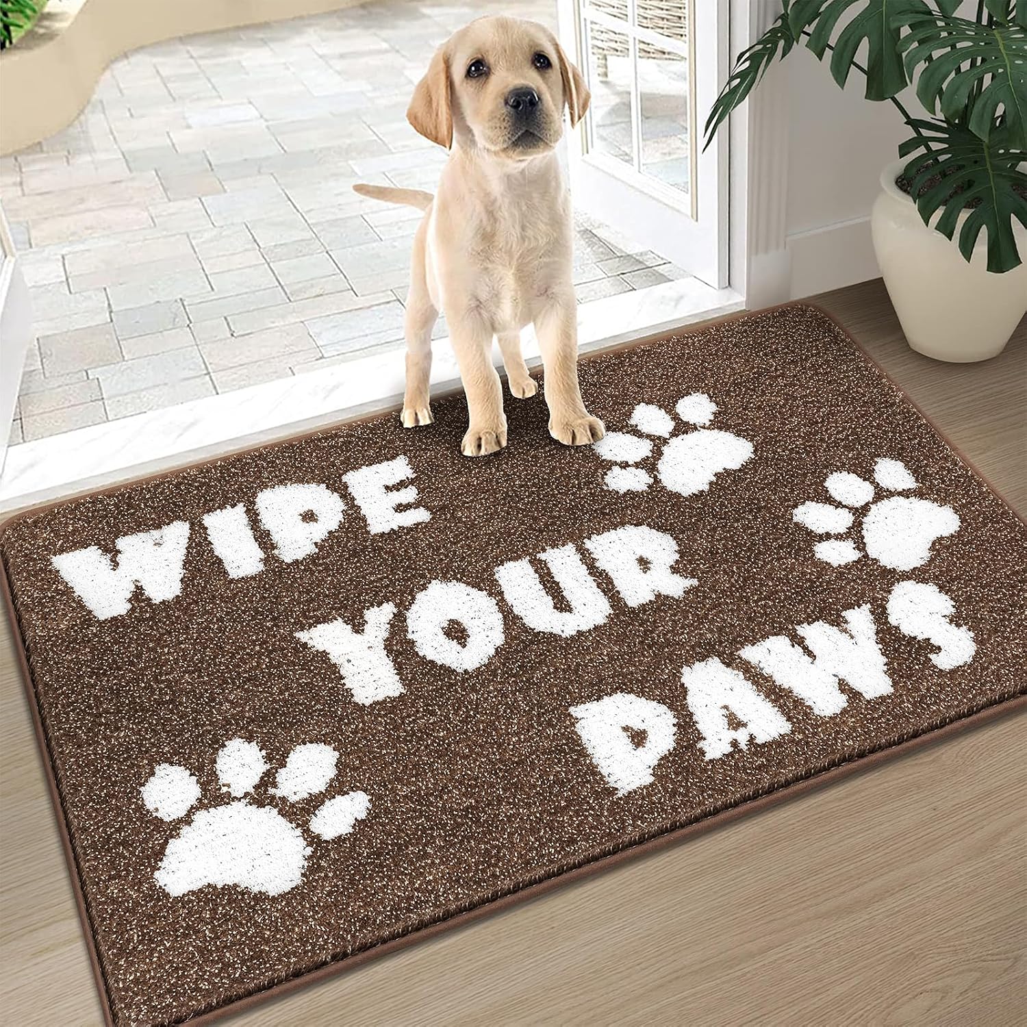 Detalle de Enyhom Large Dirt Trapper Door Mats Indoor 80 x 120 cm – Non-slip, highly absorbent front door mat (Brown)