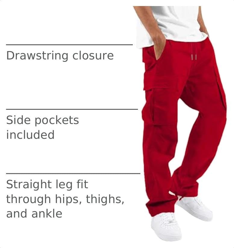Detalle 2 de ALLABREVE Men's Straight-Leg Casual Joggers with Drawstring, Cotton Stretch