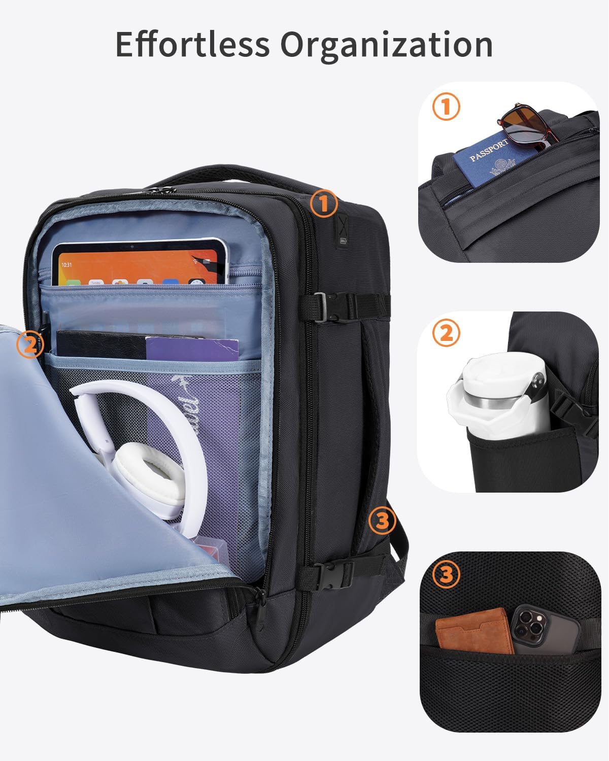 Thumbnail 2 de ECOHUB Ryanair Cabin Bags 40x30x20 – Underseat Travel Backpack, 24L, Recycled PET, 0.6kg