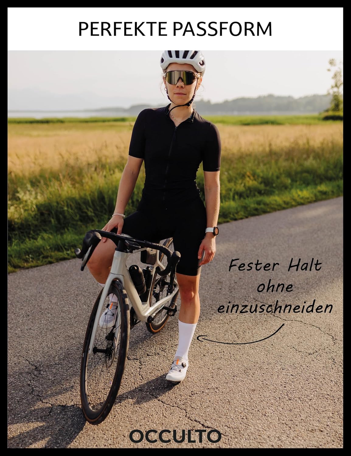 Detalle 2 de Occulto Eddy Rennradsocken im 2er-Set (Herren & Damen) – Aero-Design für weniger Luftwiderstand