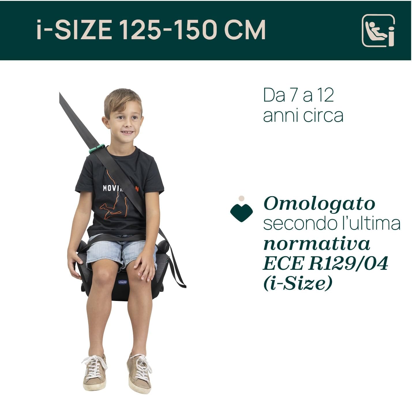Detalle de Chicco Quasar Fix i-Size: Seggiolino auto Gruppo 3 per bambini 7-12 anni (126-150 cm)
