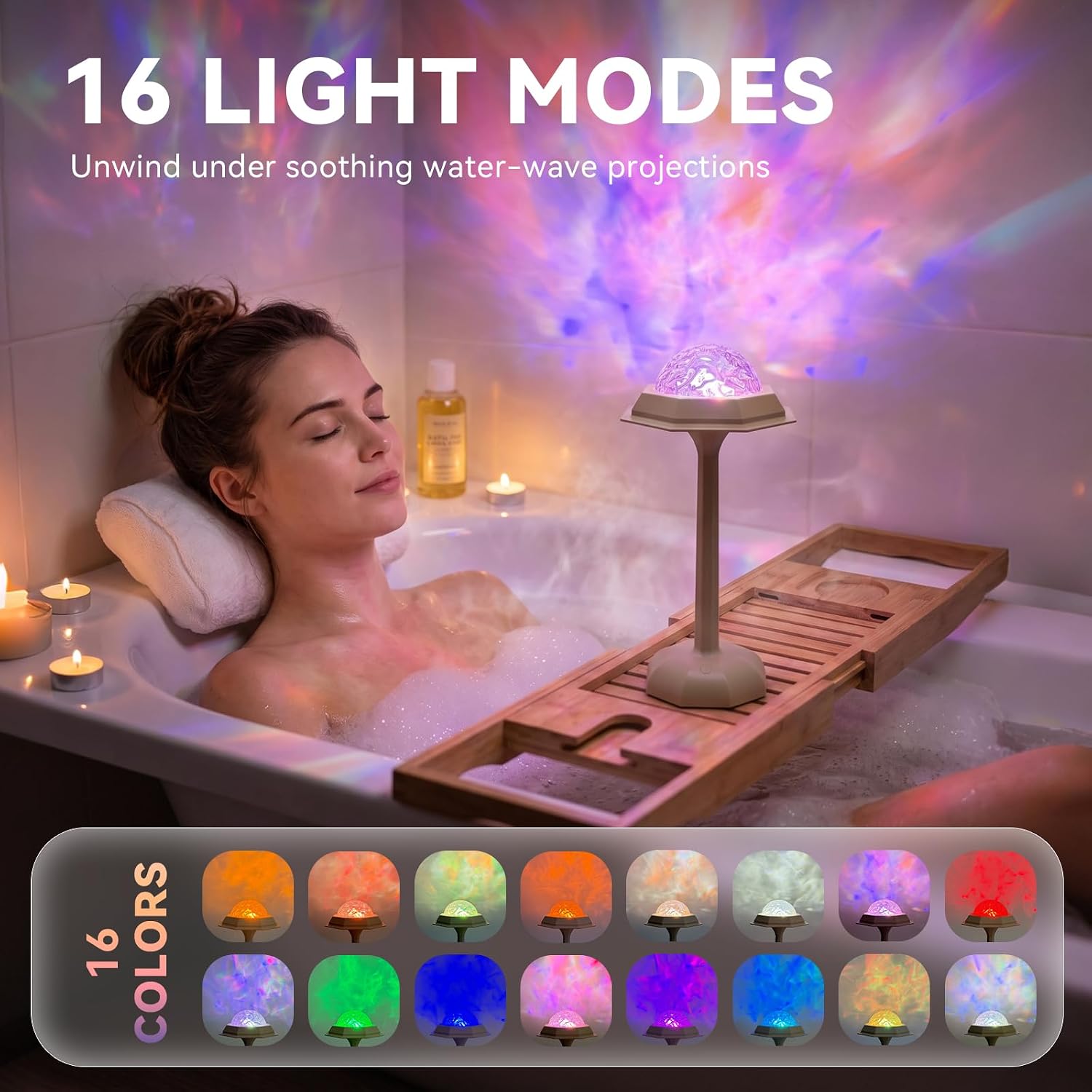 Detalle 2 de FIONSUN TL004-WH1P-FNCA Shower Lamp with 16 Colours and Ocean-Wave Projection