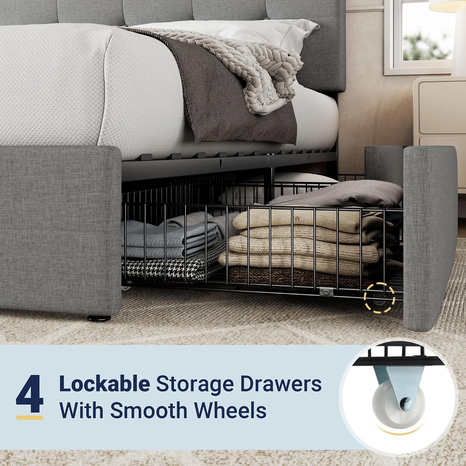 Detalle 1 de Allewie Full Storage Bed Frame with 4 Drawers