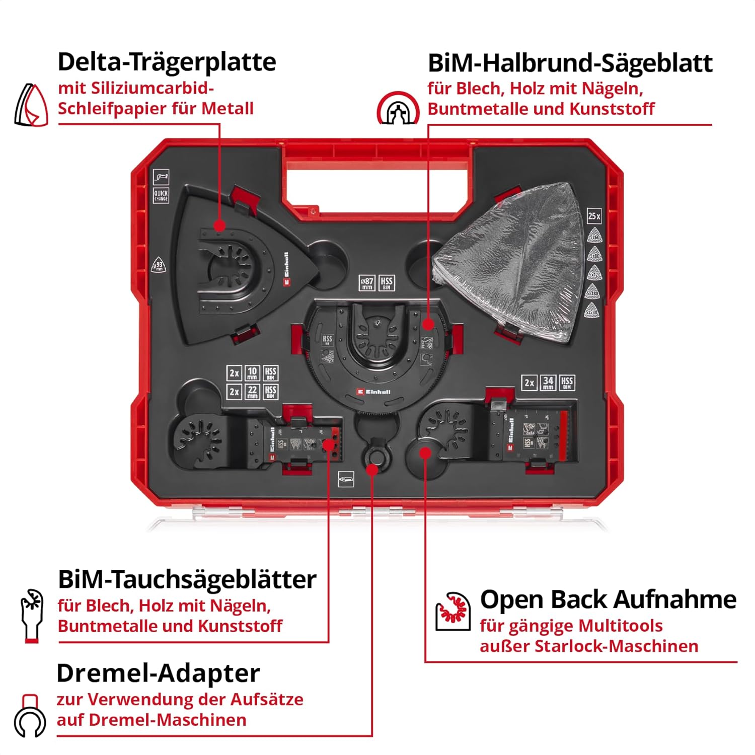 Thumbnail 2 de Einhell Accessories Original XL-PLUS-CASE KFZ-Multitool-Set (35-teilig) mit BiM-Sägeblättern, Delta-Platte & Dremel-Adapter