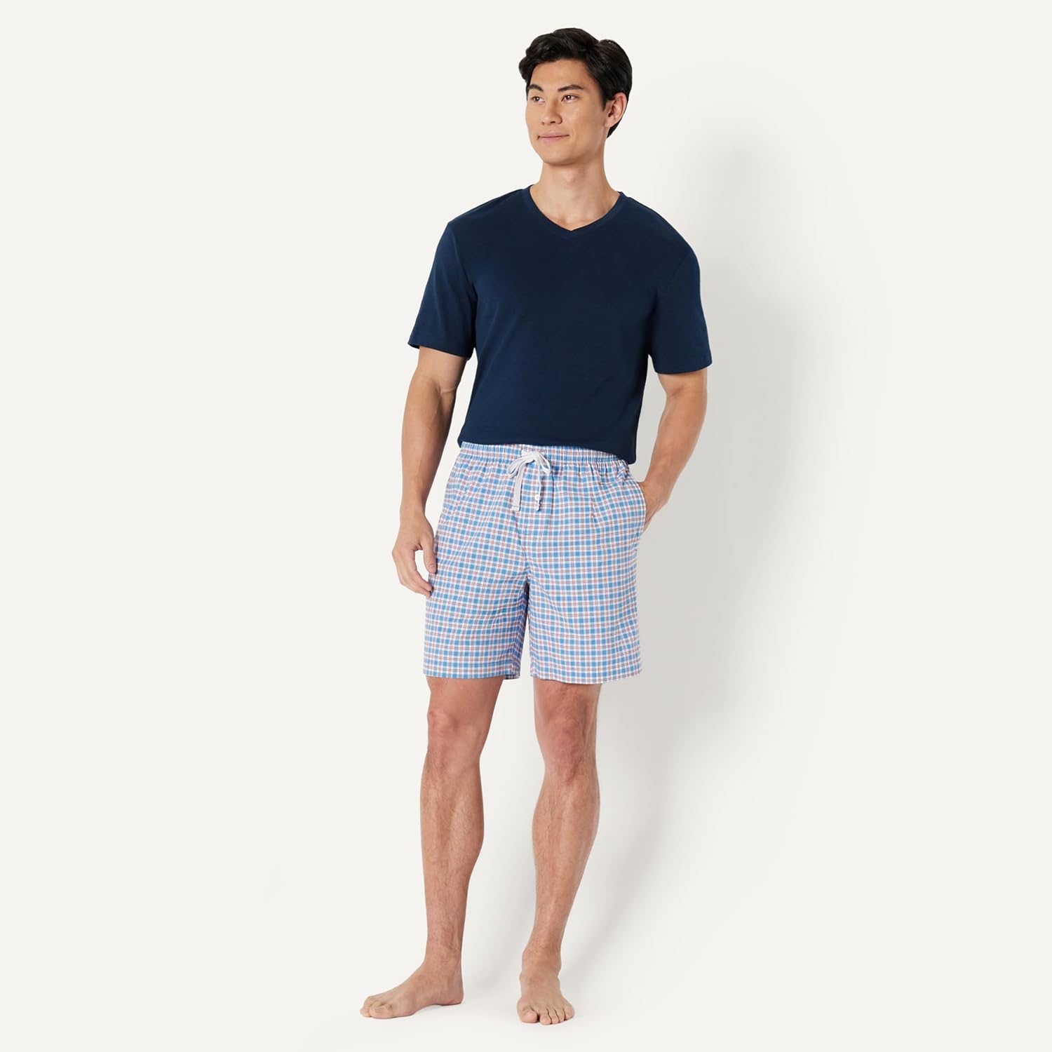 Thumbnail 4 de Amazon Essentials Herren Pyjama-Shorts, Kurz, Baumwoll-Stretch-Popeline, 2er-Pack
