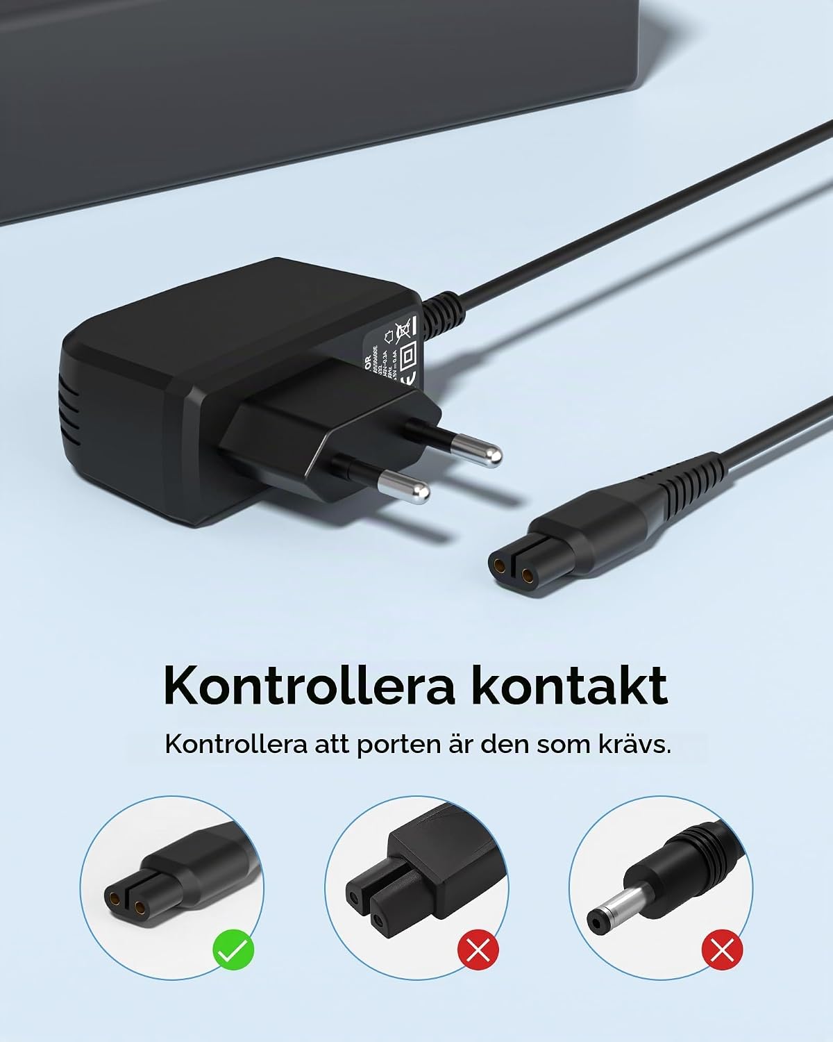 Detalle de Binamao 5,5 V nätadapter för Kärcher KWI1, WV1, WV2 och WV5, 600 mA
