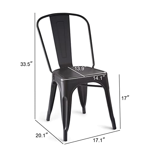 Detalle de Amazon Basics Sillas apilables de metal para comedor y exterior