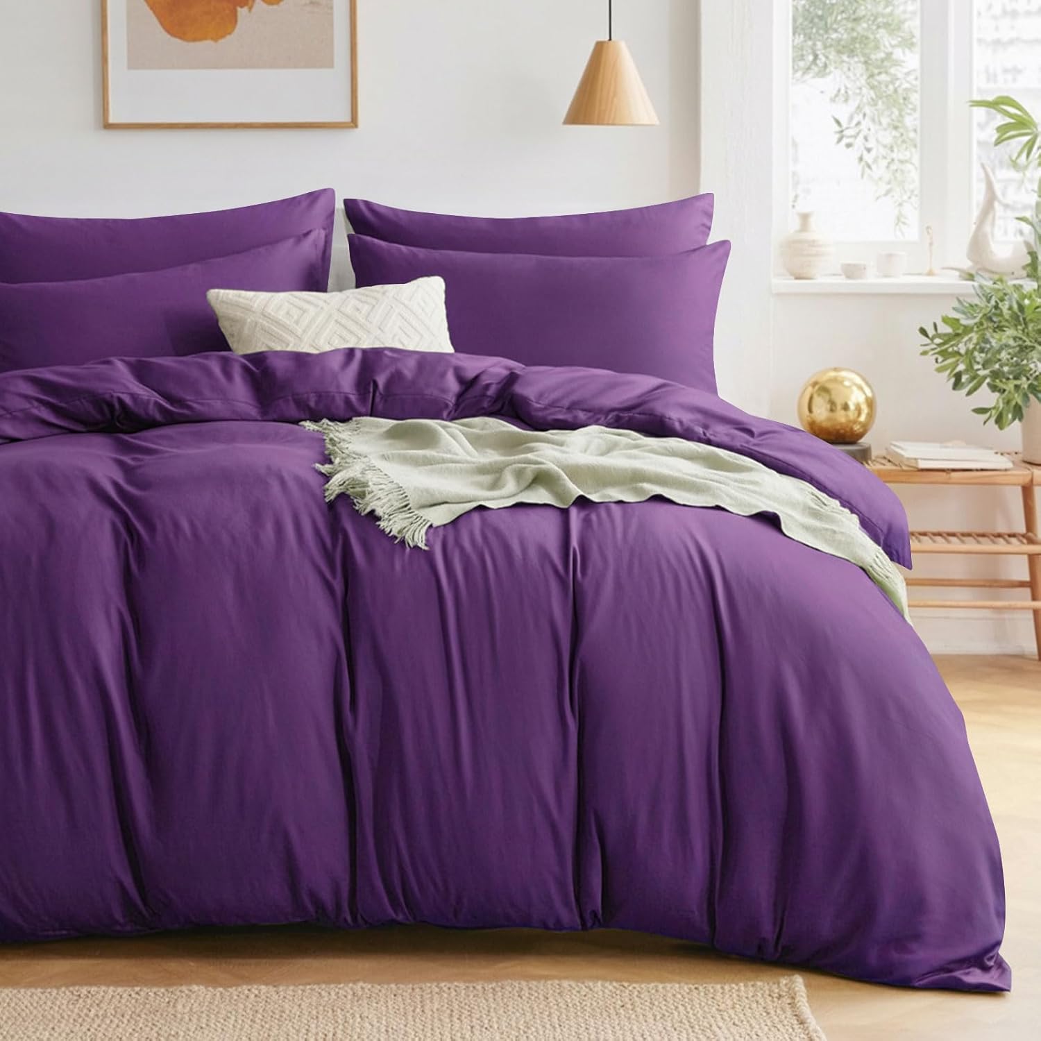 Detalle de Aisbo Double Duvet Set with Sheet – Purple, 4 Pieces