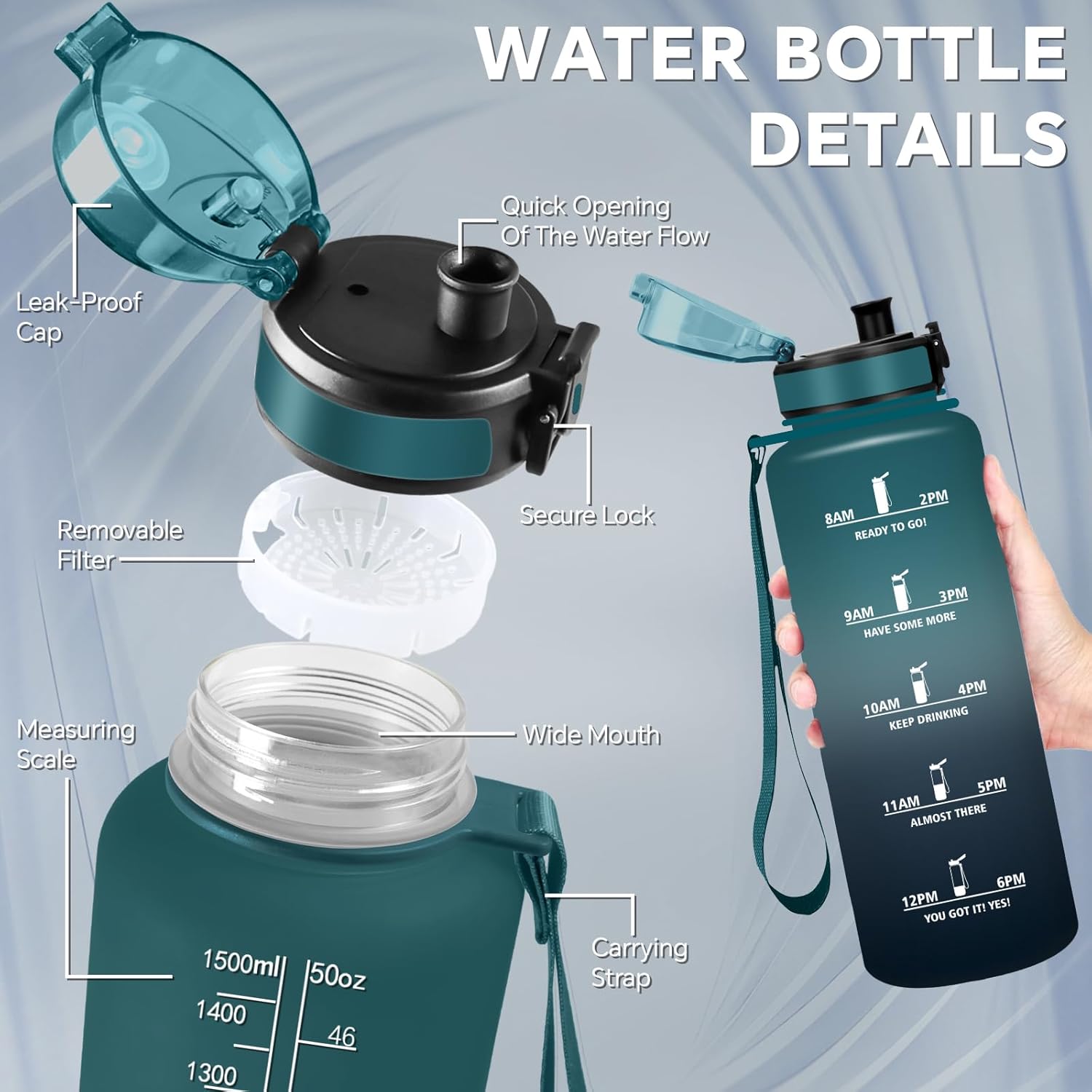Thumbnail 3 de Botella 1.5L con Filtro 🚰 Para Deporte y Camping