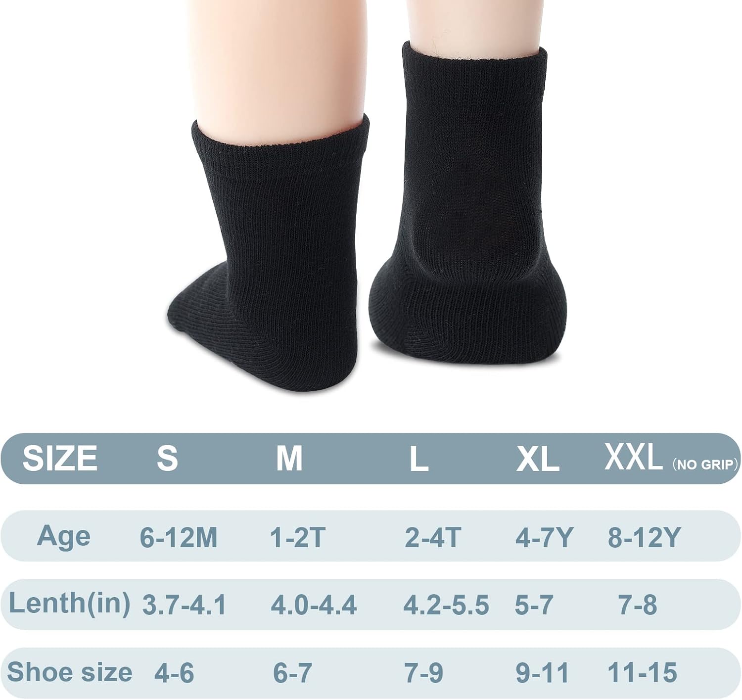 Detalle 1 de JAKIDAR 12-Pack Baby and Toddler Cotton Crew Socks with Non-Slip Grips