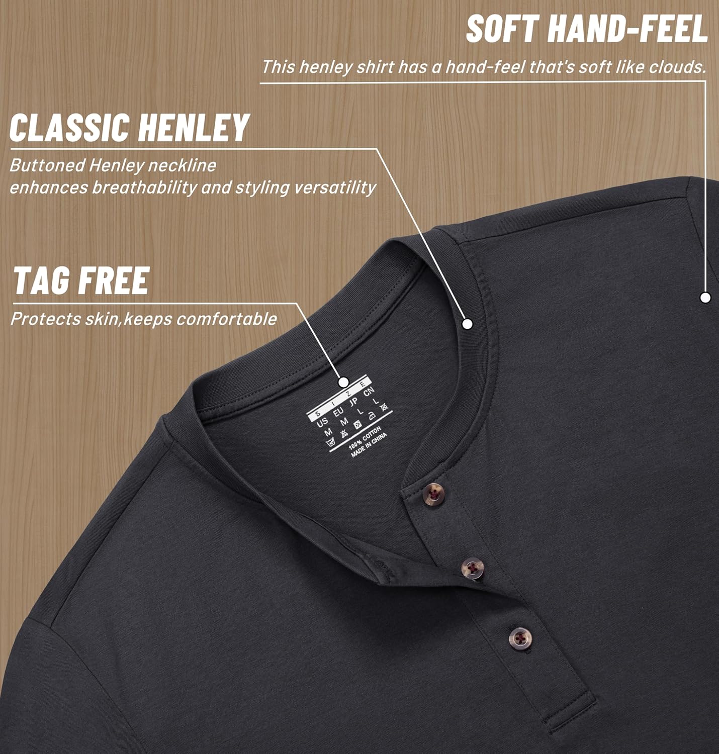 Thumbnail 5 de MAGNIVIT Men's Long Sleeve Henley Shirt 2025