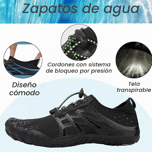 Detalle de ZiItop Zapatos Descalzos Unisex - Zapatillas anfibias para playa, agua y yoga (Negro 44EU)