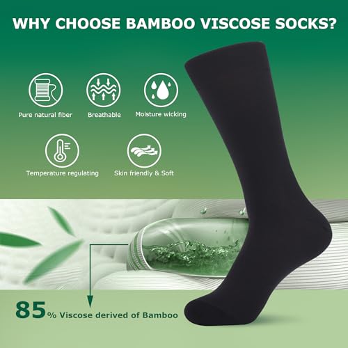 Detalle 2 de WeciBor Men's Bamboo Smart Breathable Soft Casual Socks 6-Pack (Size 12-14)