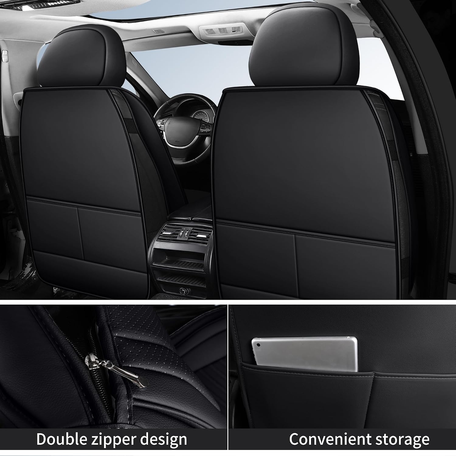 Thumbnail 3 de HChengkikz Nappa Leather Car Seat Covers Full Set