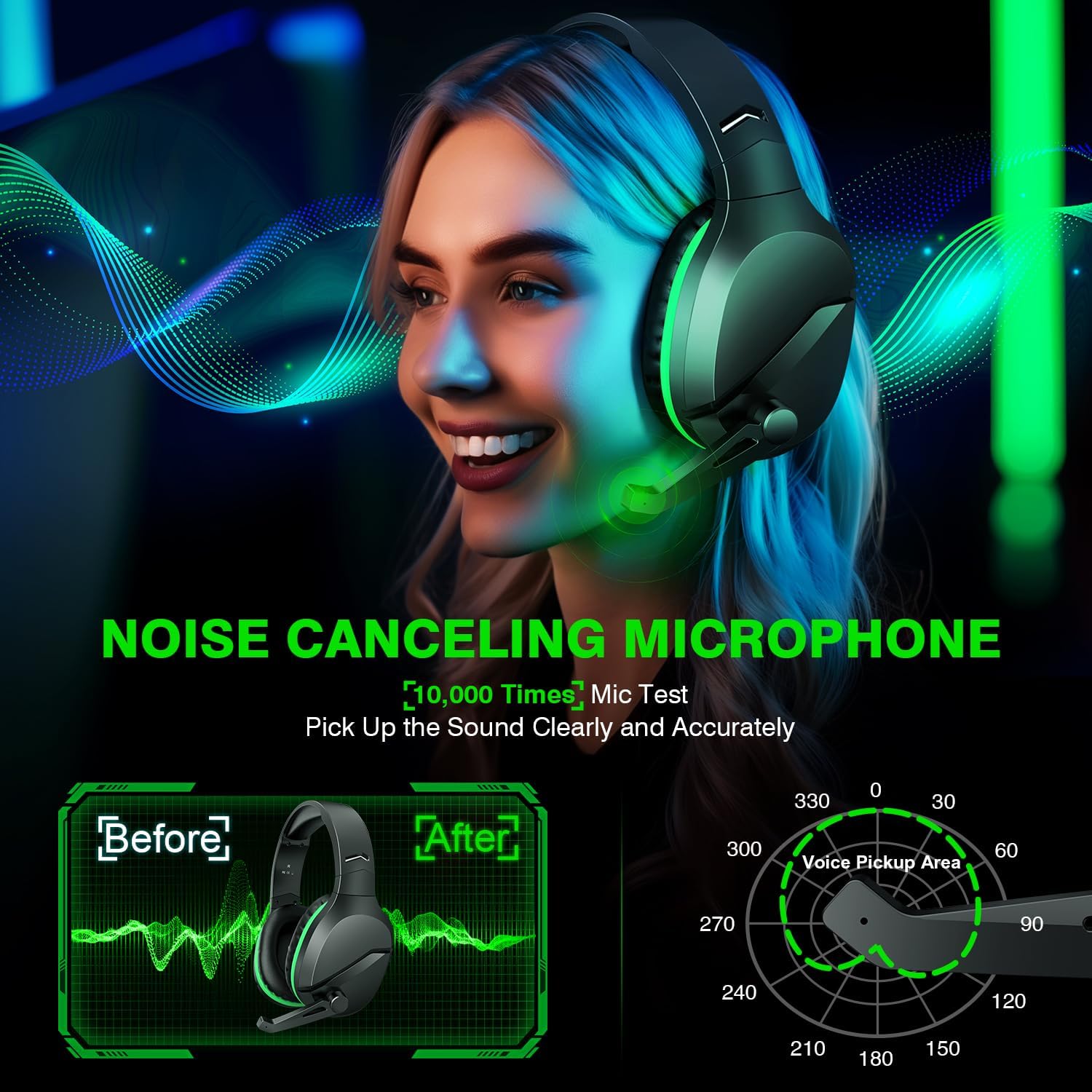 Thumbnail 3 de WolfLawS Wireless Gaming Headset: 2.4GHz + Bluetooth, 60H Battery, Noise-Canceling Mic for Xbox, PS5, PC, Mac, Switch