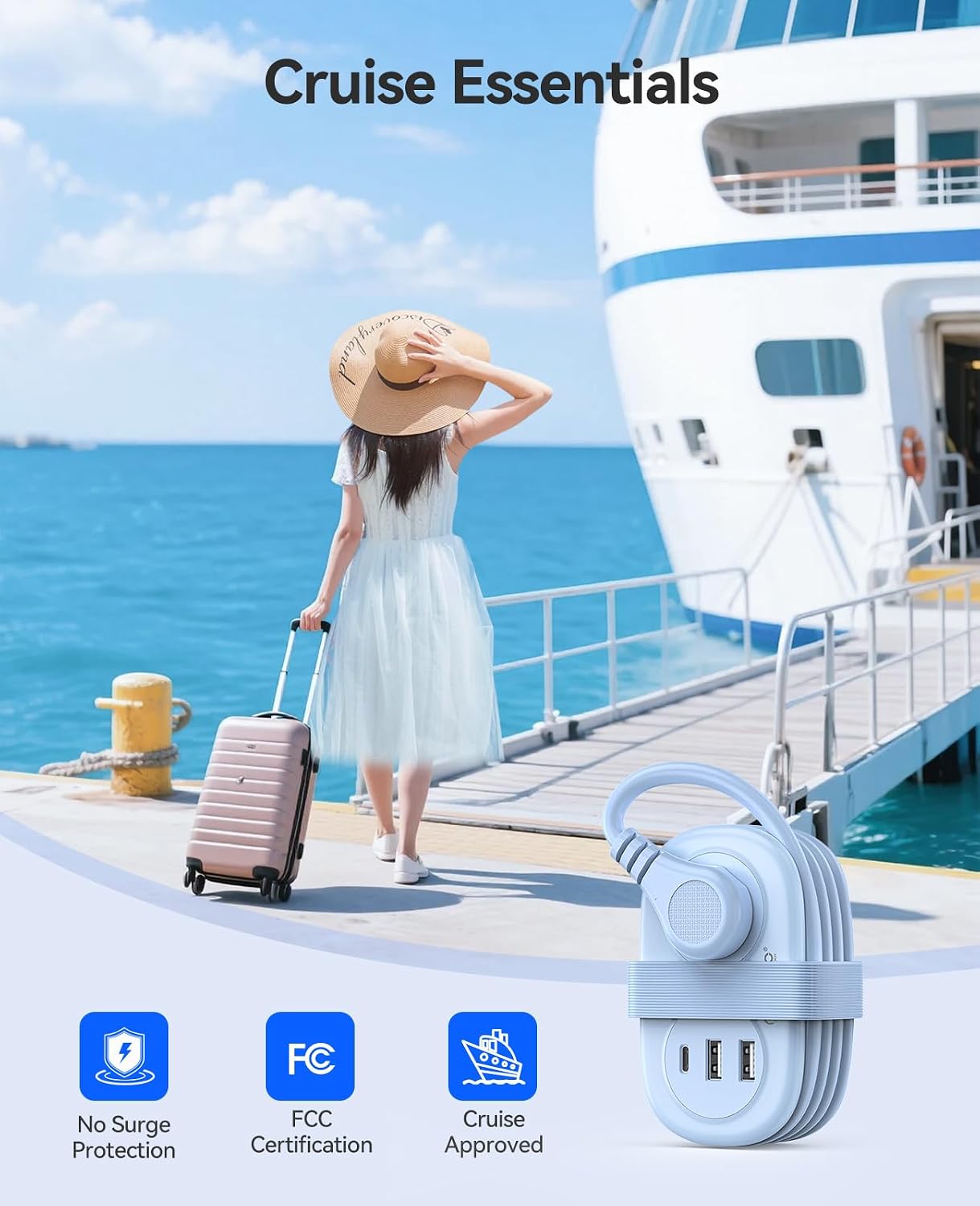 Thumbnail 6 de Orico AP3-2A2U1C-US Travel Power Strip, 2 AC Outlets and 3 USB Ports