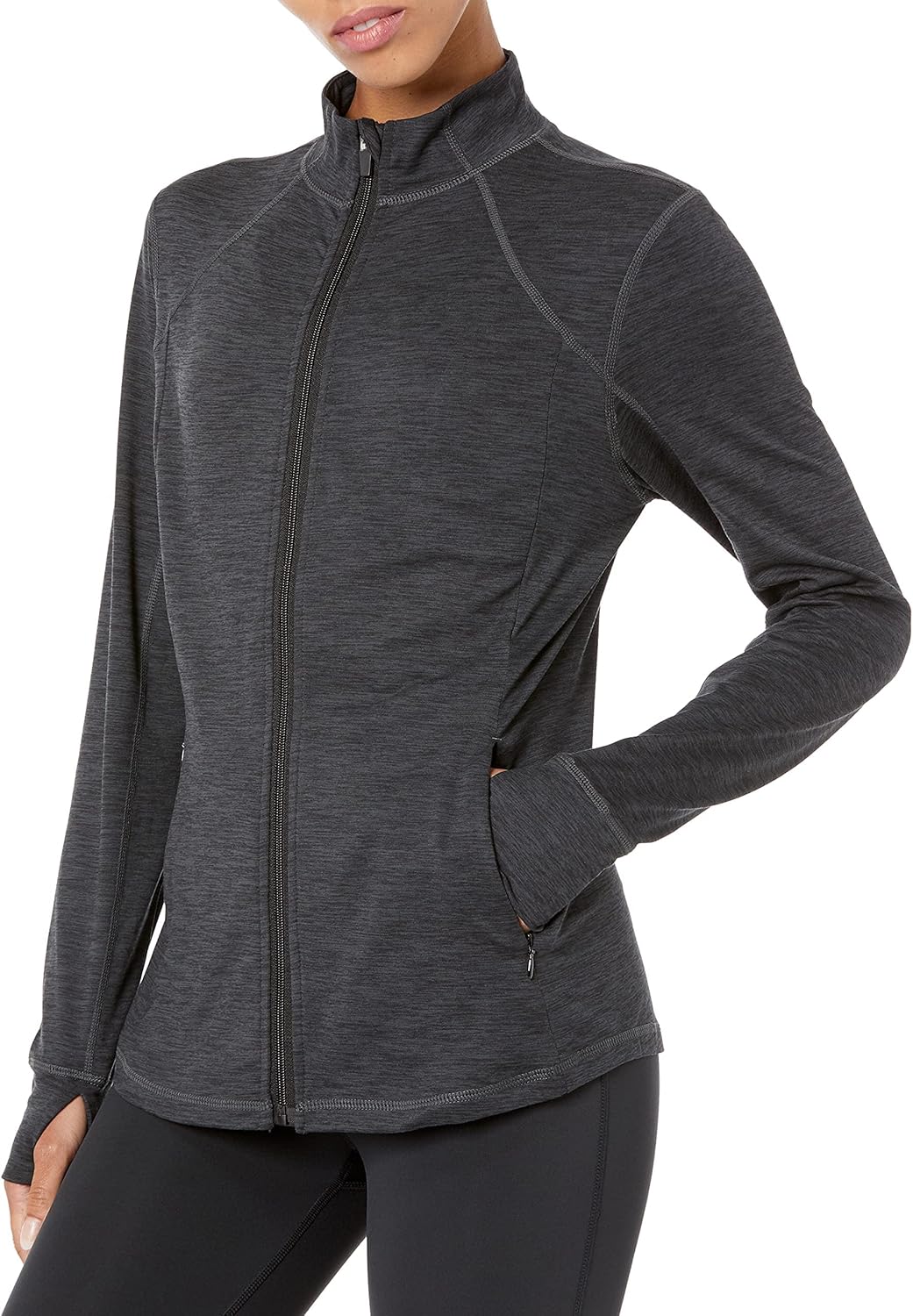 Detalle de Veste Entièrement Zippée en Tissu Brossé Tech Stretch – Amazon Essentials Femme