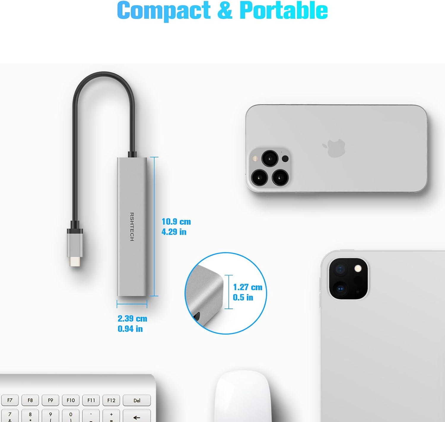 Thumbnail 6 de RSHTECH USB‑C Hub 10 Gbit/s (4‑Port, USB 3.2) RX04 – Ultra slim Aluminium Datenhub