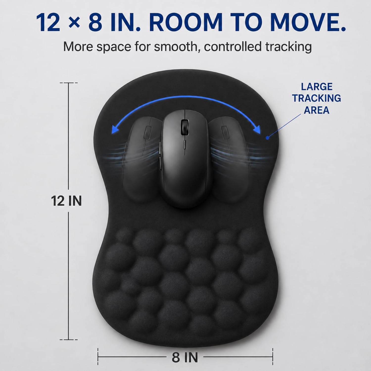 Detalle 2 de Zylentix ZL-MP001 Ergonomic Mouse Pad, 12 x 8 in, Memory Foam Wrist Rest