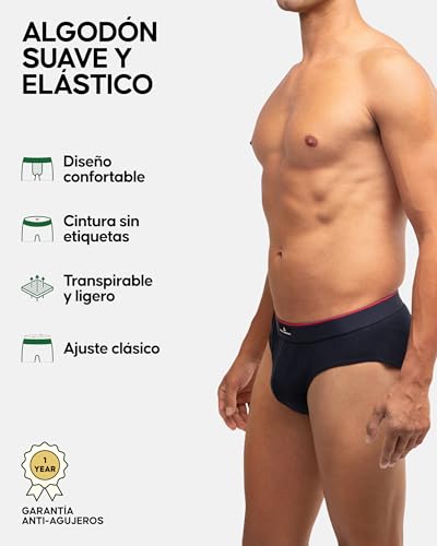 Detalle 2 de DANISH ENDURANCE Calzoncillos Slip Hombre – Pack 3/6 MC (Negro/Rojo y Azul Marino/Rojo) talla L