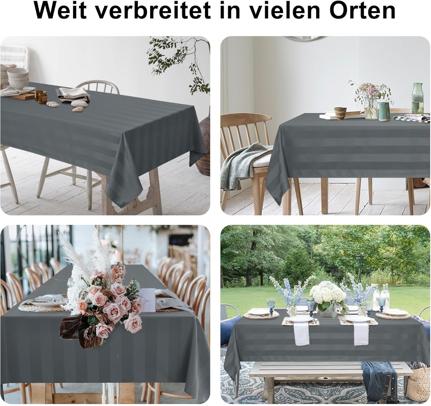 Thumbnail 6 de XWZO Tischdecke Gestreift 130 x 220 cm – Abwaschbar, Wasserabweisend, Eckig