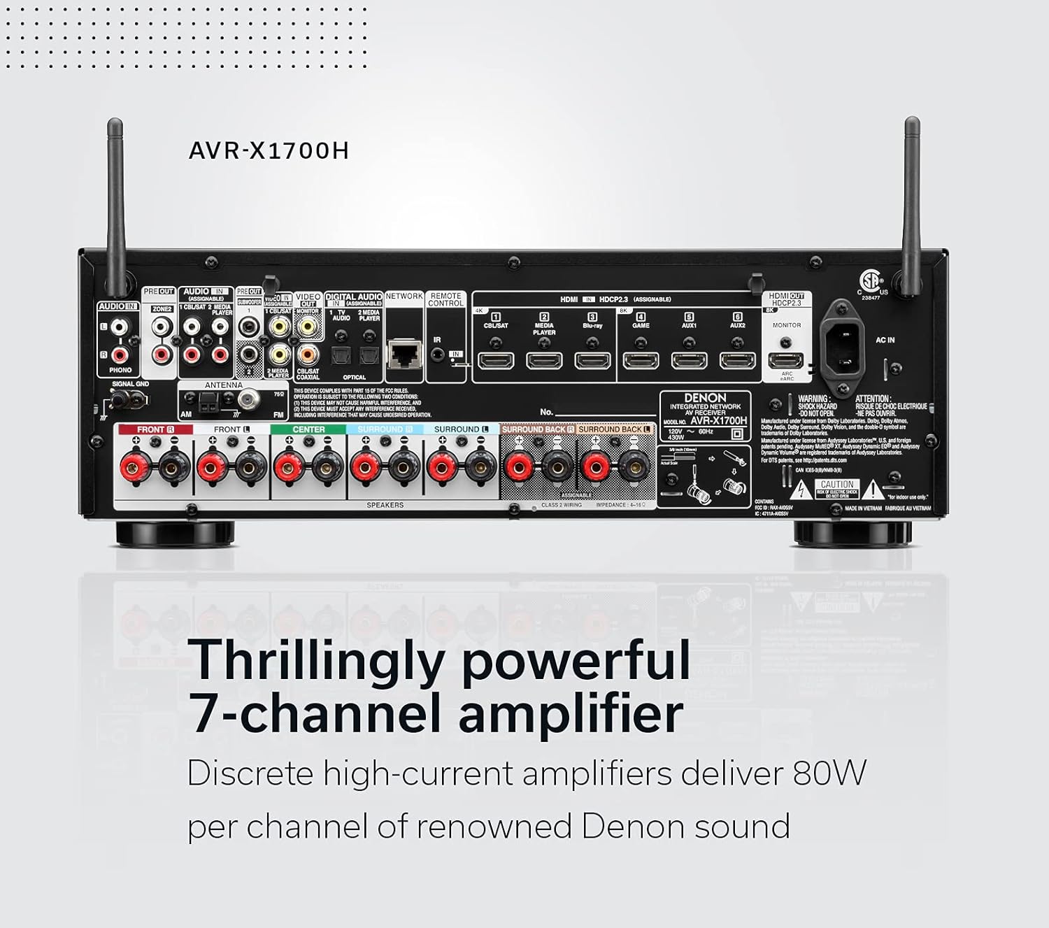 Thumbnail 2 de Denon AVR-X1700H 80W Receiver 🎧