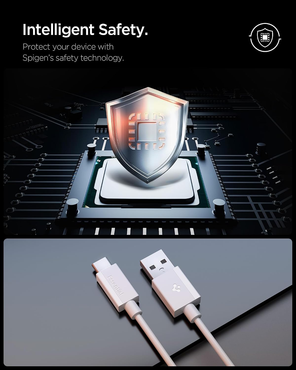 Detalle 2 de Spigen Essential Cavo USB Type-C ricarica rapida 60W (USB-A→USB-C), 2 m