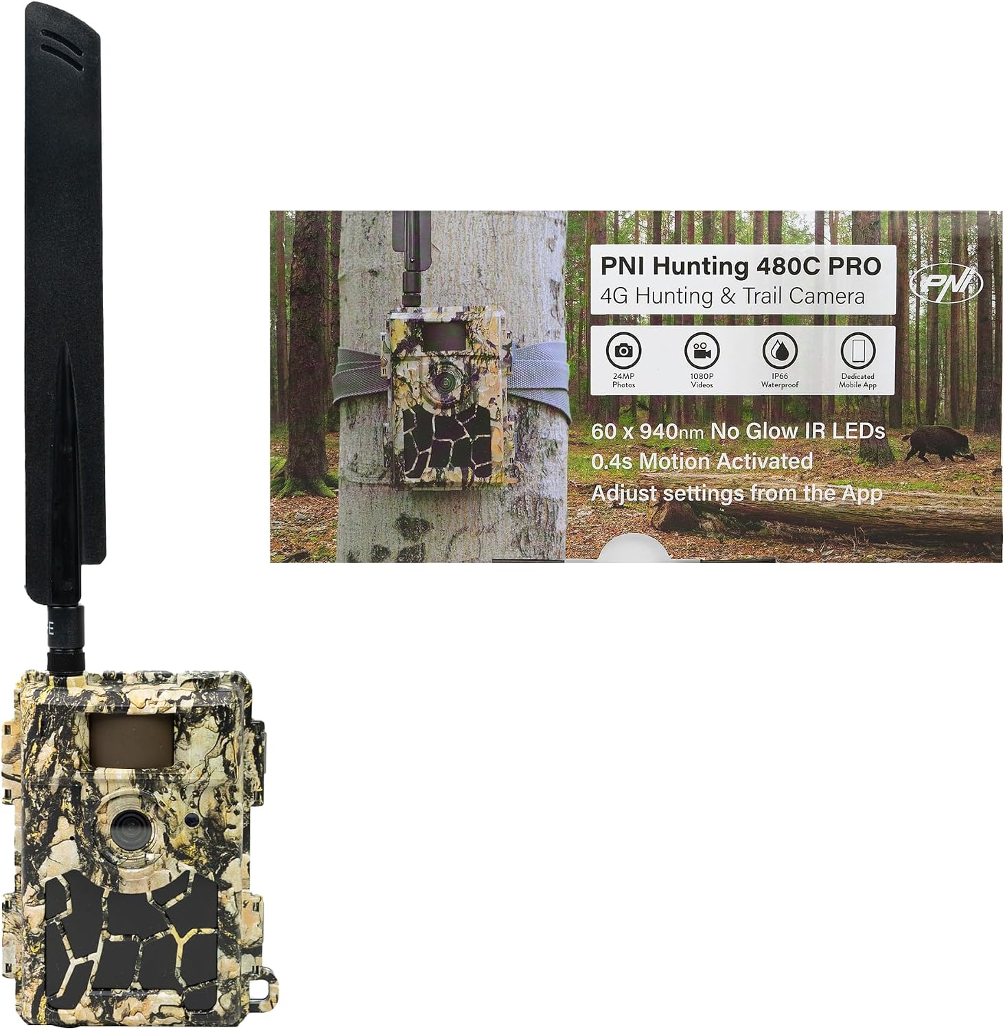 Detalle de PNI Hunting 480C PRO PNI-HU480C-PRO – kamera fotopułapka 4G, 24 MP i GPS