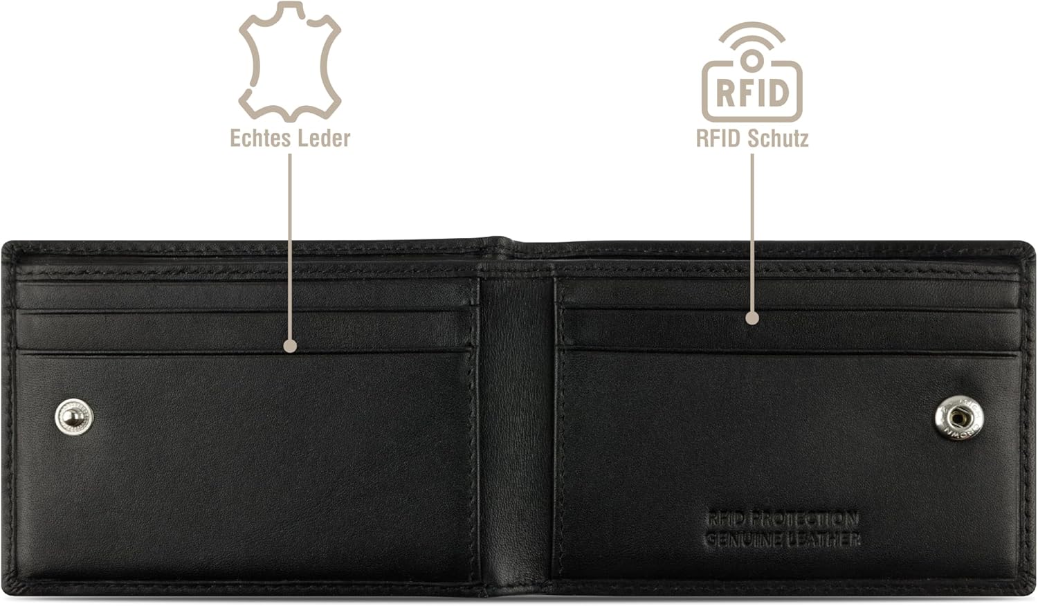 Thumbnail 3 de bugatti Super Slim Portefeuille en cuir petit avec protection RFID – Noir