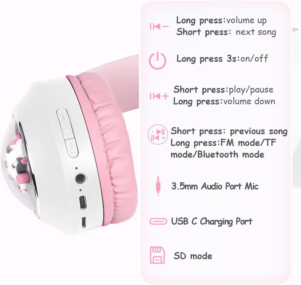 Thumbnail 3 de AXFEE Katzenohren Kinderkopfhörer Bluetooth 5.3 Weiß