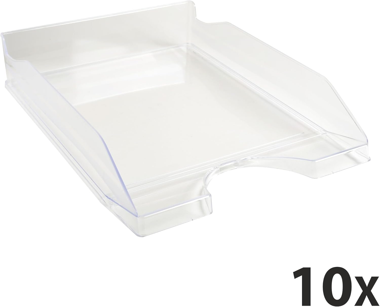 Thumbnail 1 de Exacompta 12323D – Lot de 10 corbeilles à courrier ECOTRAY cristal, 34 x 25 x 6,5 cm