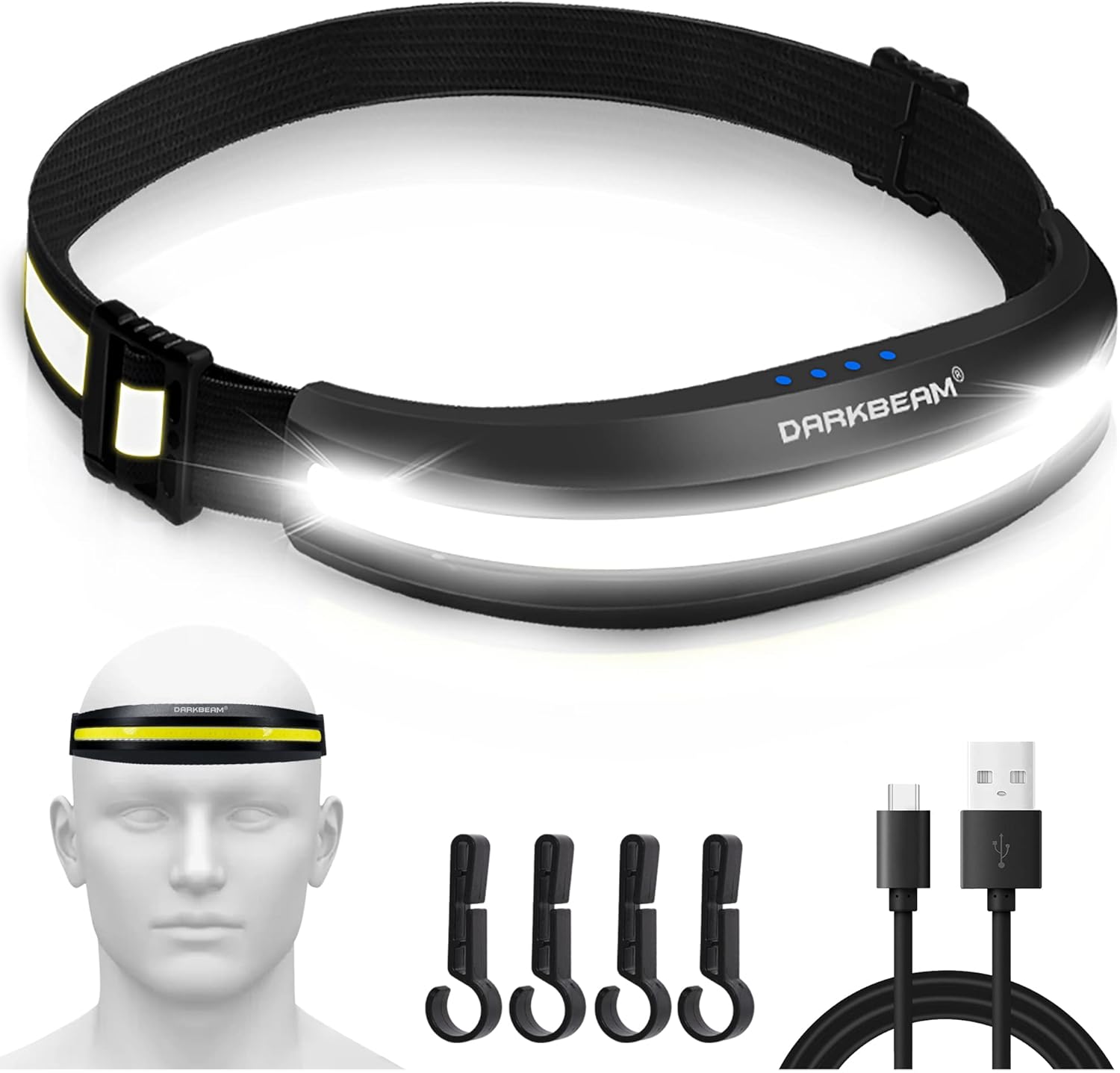 Thumbnail 6 de DARKBEAM Head Torch USB-C Rechargeable LED Headlamp with 230° COB Floodlight – 2-Pack