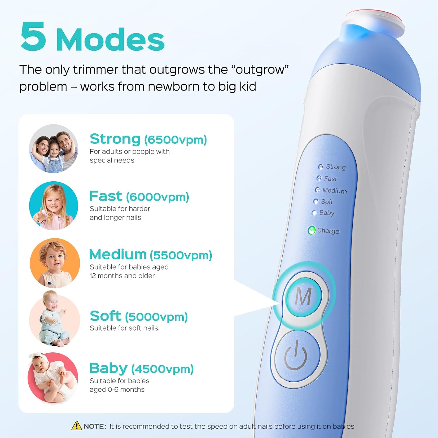 Thumbnail 2 de COSLUS Rechargeable Baby Nail File 5 speeds