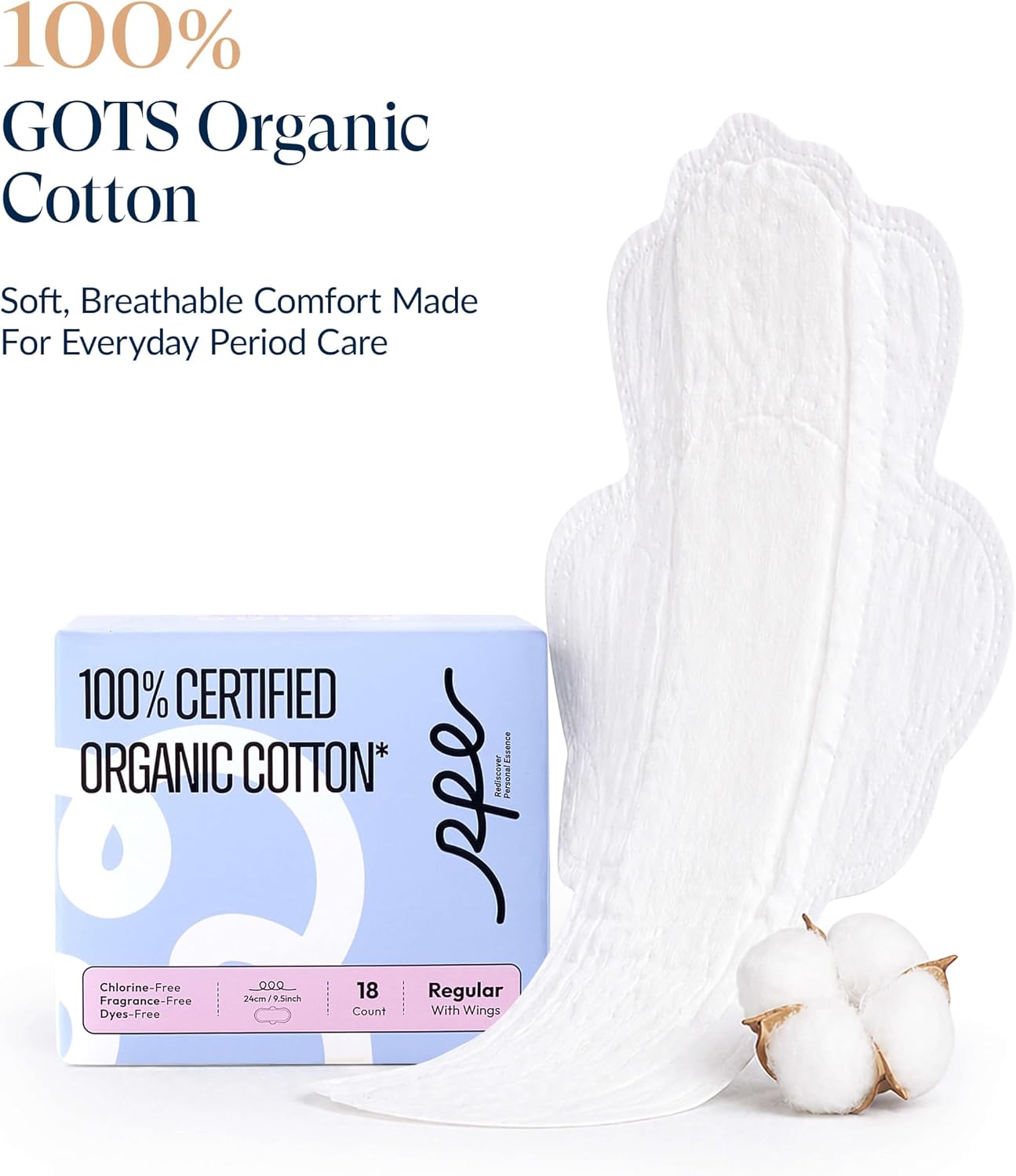 Thumbnail 1 de 100% Organic Pads for Women 54ct Ultra Thin, Size 3 🩲