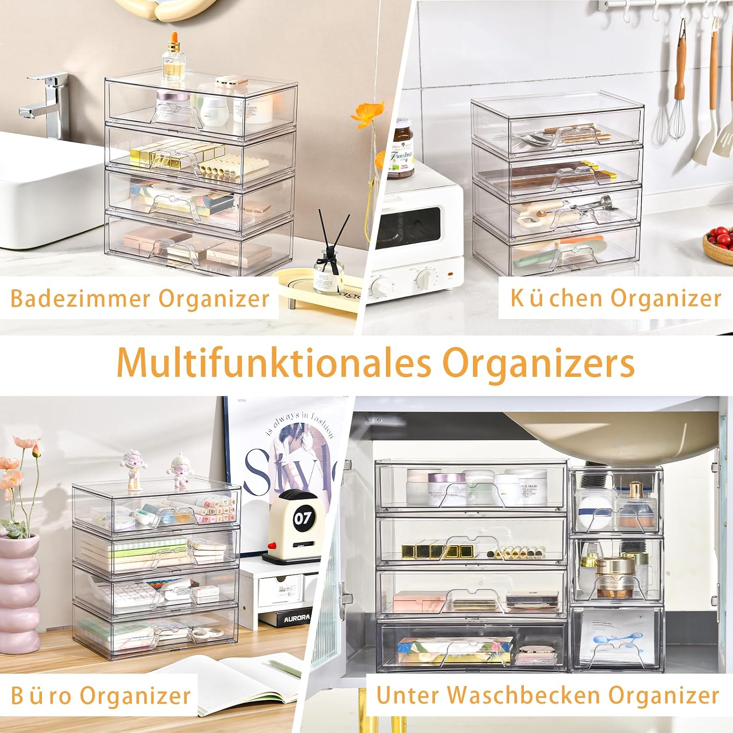 Thumbnail 6 de Stebopum 3er Pack Schubladen Organizer – Durchsichtige Acryl-Boxen für Schminktisch, Aufbewahrung & Ordnung