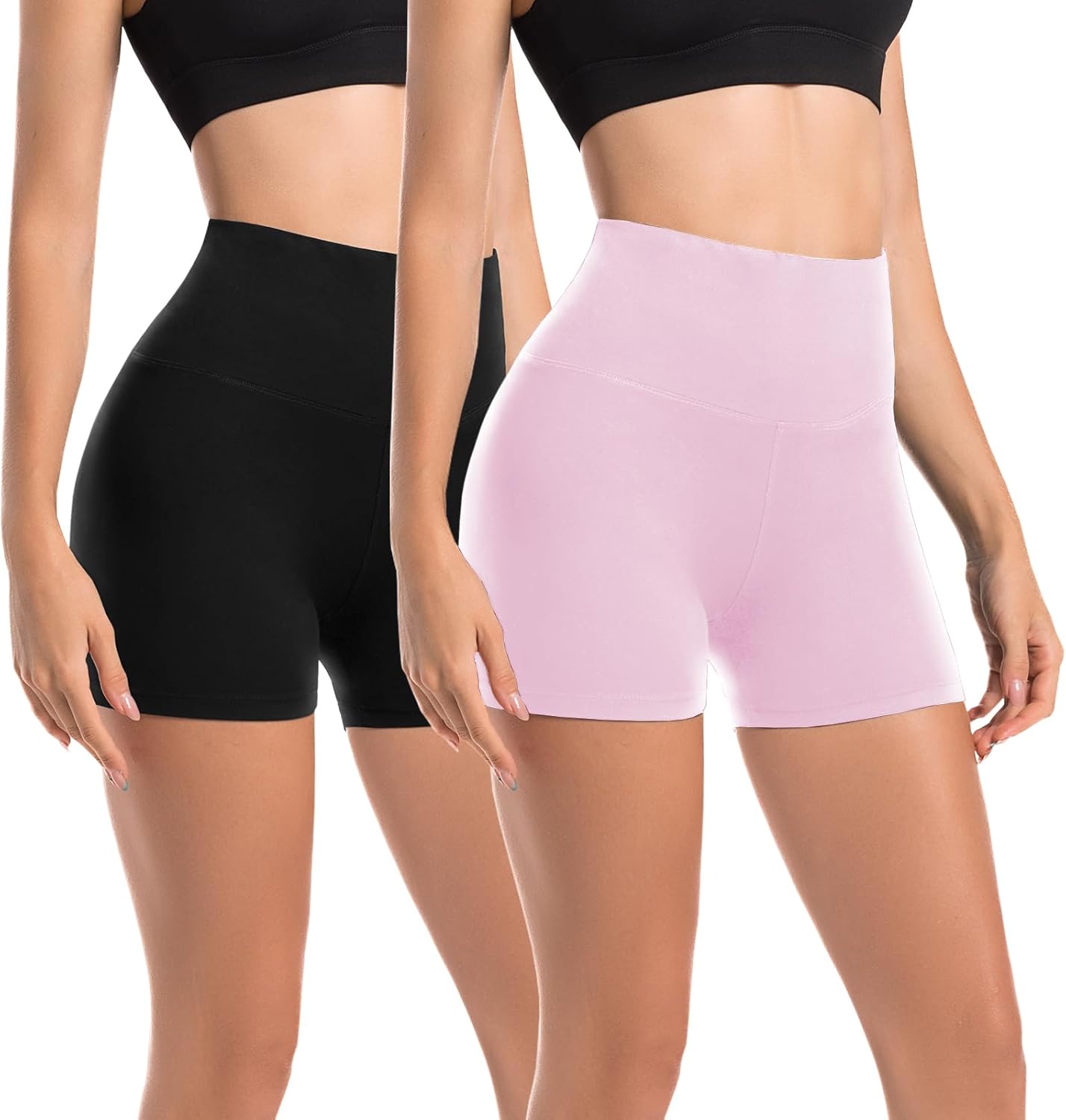 Thumbnail 6 de Leafigure Lot de 2 shorts de cyclisme pour femme – Taille haute, opaques – Été, gym et fitness