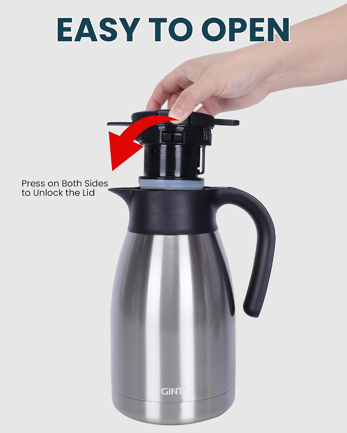 Thumbnail 4 de GiNT 51Oz Stainless Steel Thermal Coffee Carafe with Lid – Double Wall Vacuum Insulation