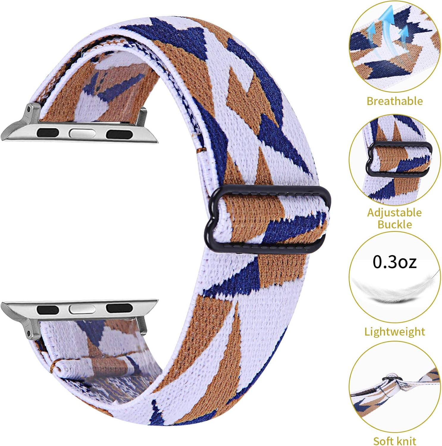 Thumbnail 3 de TRISTRAPS Adjustable Elastic Nylon Replacement Strap for Apple Watch Ultra and Series (42–49mm)