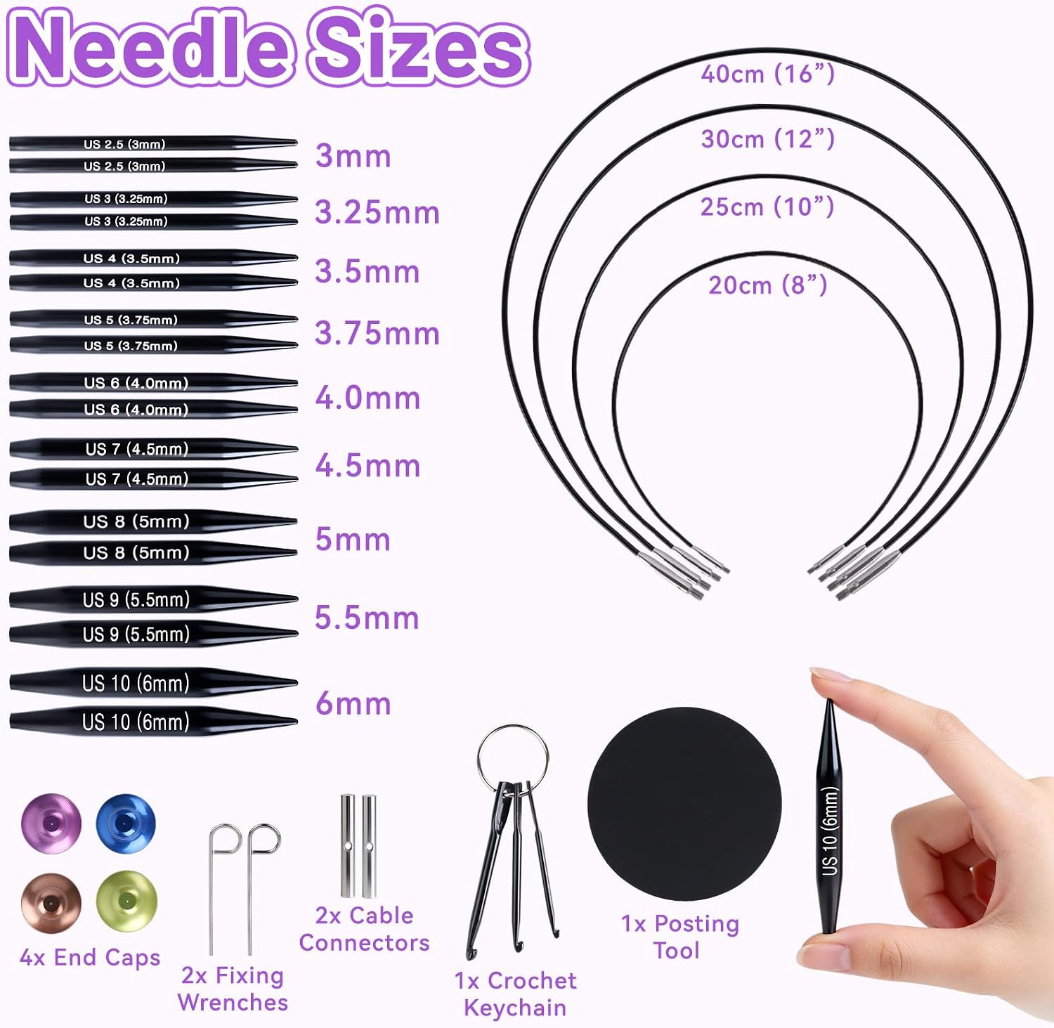 Thumbnail 4 de Reessy Interchangeable Circular Knitting Needle Set, Aluminum