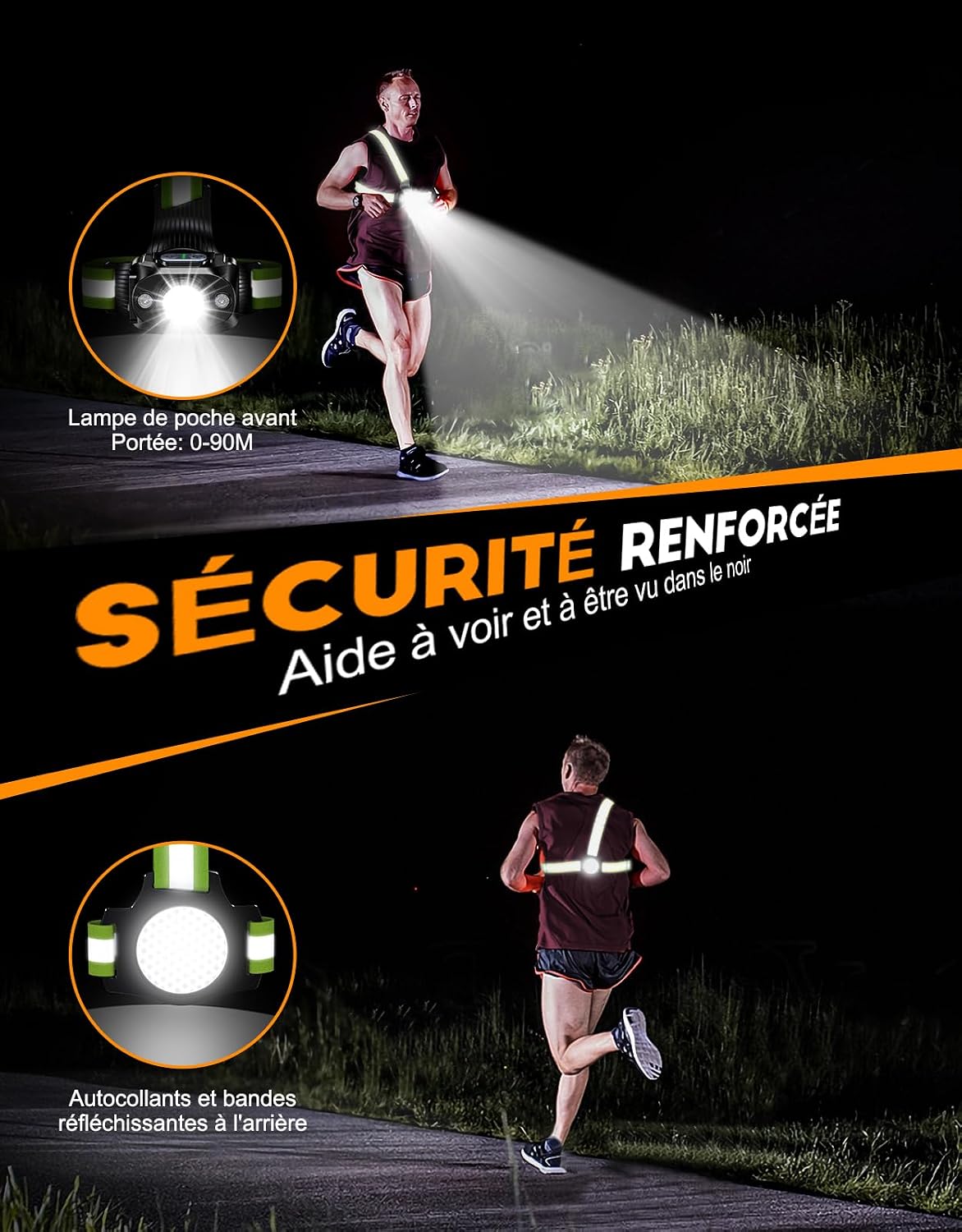 Detalle 2 de ISEYOU Lampe Course à Pied 500 lumens