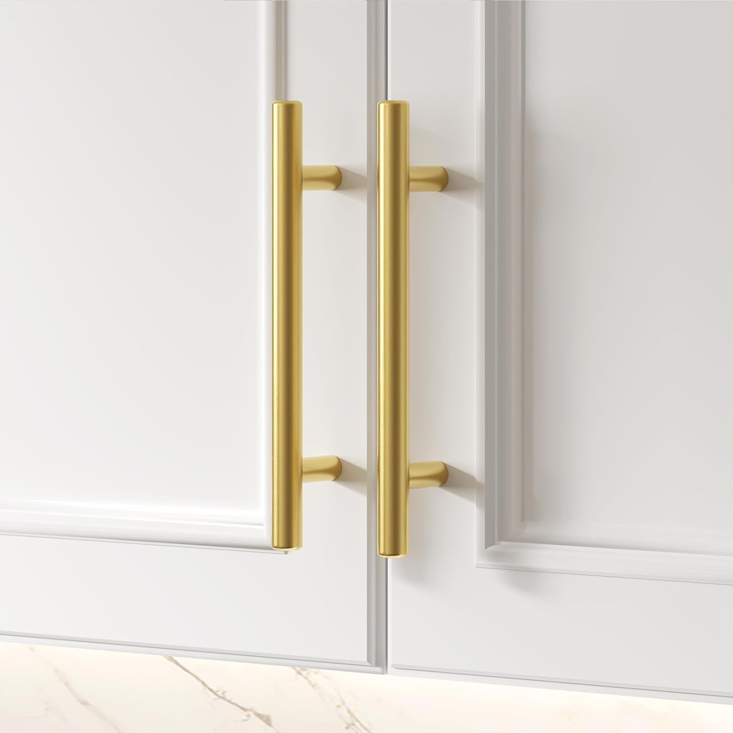 Detalle de Goldenwarm 20-Pack 3-3/4-Inch Brushed Gold Stainless Steel Cabinet Pulls