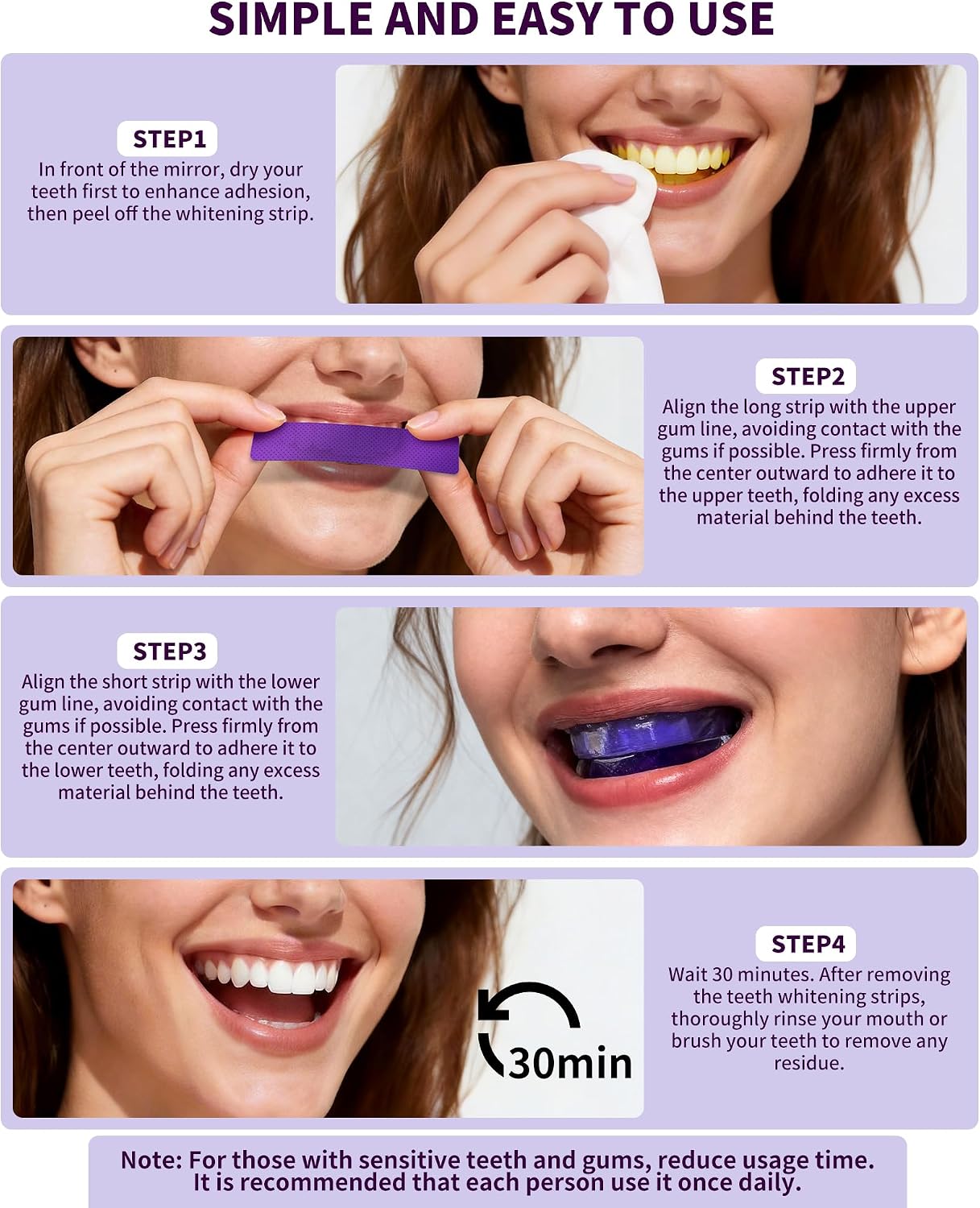 Thumbnail 4 de Ktintar 28 Strips Purple Teeth Whitening Strips for Sensitive Teeth