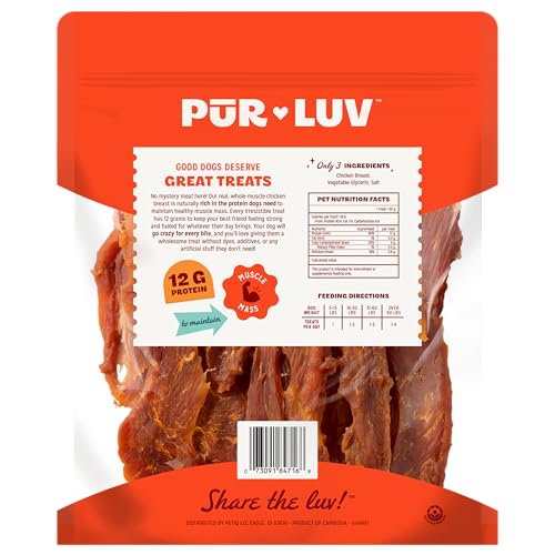 Thumbnail 7 de Pur Luv Chicken Jerky Dog Treats (16 oz) — Real Chicken Breast, High Protein & Long-Lasting Chew